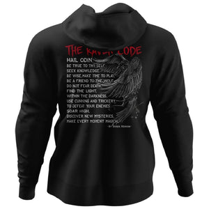Viking, Norse, Gym t-shirt & apparel, The Raven Code, BackApparel[Heathen By Nature authentic Viking products]Unisex Pullover HoodieBlackS