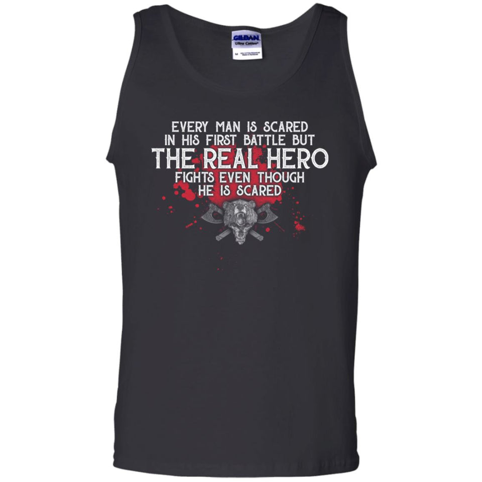 Viking, Norse, Gym t-shirt & apparel, The Real Hero, FrontApparel[Heathen By Nature authentic Viking products]Cotton Tank TopBlackS