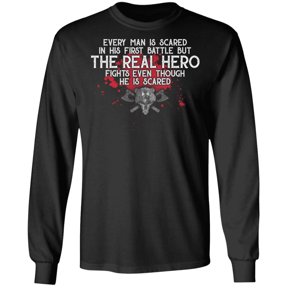 Viking, Norse, Gym t-shirt & apparel, The Real Hero, FrontApparel[Heathen By Nature authentic Viking products]Long-Sleeve Ultra Cotton T-ShirtBlackS