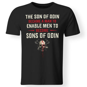 Viking, Norse, Gym t-shirt & apparel, The son of Odin, FrontApparel[Heathen By Nature authentic Viking products]Gildan Premium Men T-ShirtBlack5XL