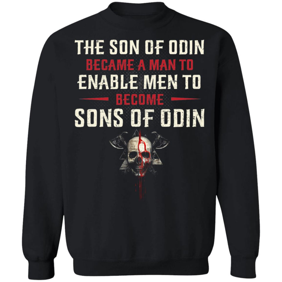 Viking, Norse, Gym t-shirt & apparel, The son of Odin, FrontApparel[Heathen By Nature authentic Viking products]Unisex Crewneck Pullover SweatshirtBlackS