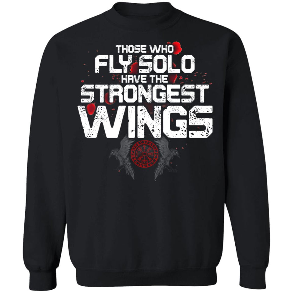 Viking, Norse, Gym t-shirt & apparel, The Strongest Wings, FrontApparel[Heathen By Nature authentic Viking products]Unisex Crewneck Pullover Sweatshirt 8 oz.BlackS