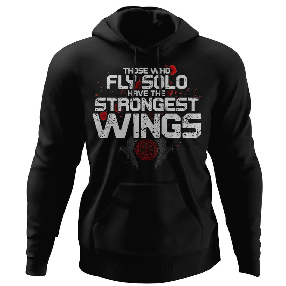 Viking, Norse, Gym t-shirt & apparel, The Strongest Wings, FrontApparel[Heathen By Nature authentic Viking products]Unisex Pullover HoodieBlackS
