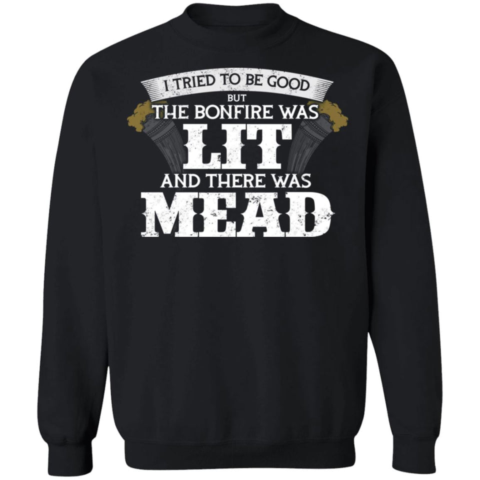 Viking, Norse, Gym t-shirt & apparel, There was mead, FrontApparel[Heathen By Nature authentic Viking products]Unisex Crewneck Pullover SweatshirtBlackS