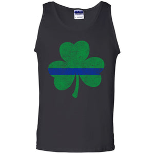 Viking, Norse, Gym t-shirt & apparel, Thin Blue Line St. Patrick's Shamrock, FrontApparel[Heathen By Nature authentic Viking products]Cotton Tank TopBlackS