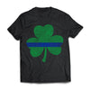 Viking, Norse, Gym t-shirt & apparel, Thin Blue Line St. Patrick's Shamrock, FrontApparel[Heathen By Nature authentic Viking products]Next Level Premium Short Sleeve T-ShirtBlackX-Small