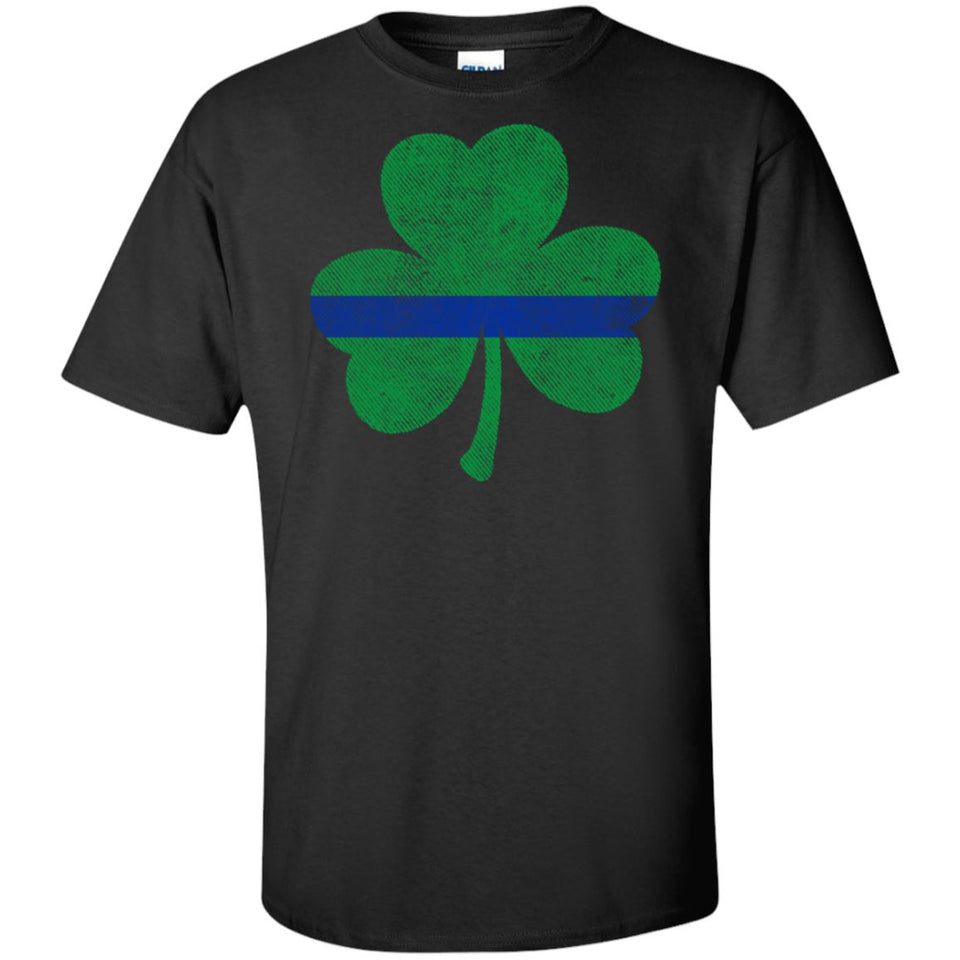 Viking, Norse, Gym t-shirt & apparel, Thin Blue Line St. Patrick's Shamrock, FrontApparel[Heathen By Nature authentic Viking products]Tall Ultra Cotton T-ShirtBlackXLT