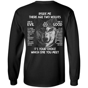 Viking, Norse, Gym t-shirt & apparel, Two wolves, BackApparel[Heathen By Nature authentic Viking products]Long-Sleeve Ultra Cotton T-ShirtBlackS