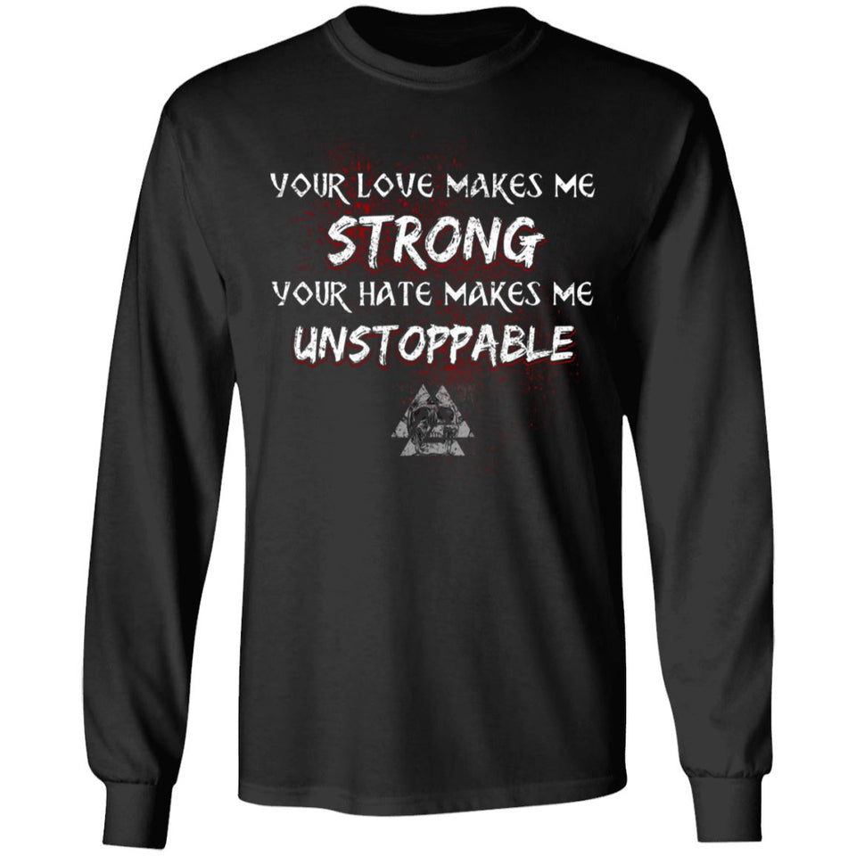 Viking, Norse, Gym t-shirt & apparel, Unstoppable, FrontApparel[Heathen By Nature authentic Viking products]Long-Sleeve Ultra Cotton T-ShirtBlackS