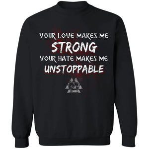 Viking, Norse, Gym t-shirt & apparel, Unstoppable, FrontApparel[Heathen By Nature authentic Viking products]Unisex Crewneck Pullover SweatshirtBlackS