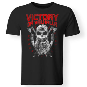 Viking, Norse, Gym t-shirt & apparel, Victory Or Valhalla, FrontApparel[Heathen By Nature authentic Viking products]Gildan Premium Men T-ShirtBlack5XL