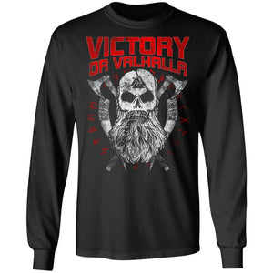Viking, Norse, Gym t-shirt & apparel, Victory Or Valhalla, FrontApparel[Heathen By Nature authentic Viking products]Long-Sleeve Ultra Cotton T-ShirtBlackS
