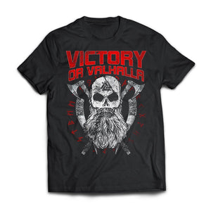Viking, Norse, Gym t-shirt & apparel, Victory Or Valhalla, FrontApparel[Heathen By Nature authentic Viking products]Next Level Premium Short Sleeve T-ShirtBlackX-Small