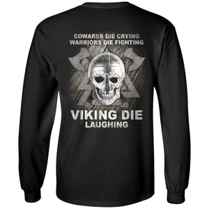 Viking, Norse, Gym t-shirt & apparel, Viking Die Laughing, BackApparel[Heathen By Nature authentic Viking products]Long-Sleeve Ultra Cotton T-ShirtBlackS