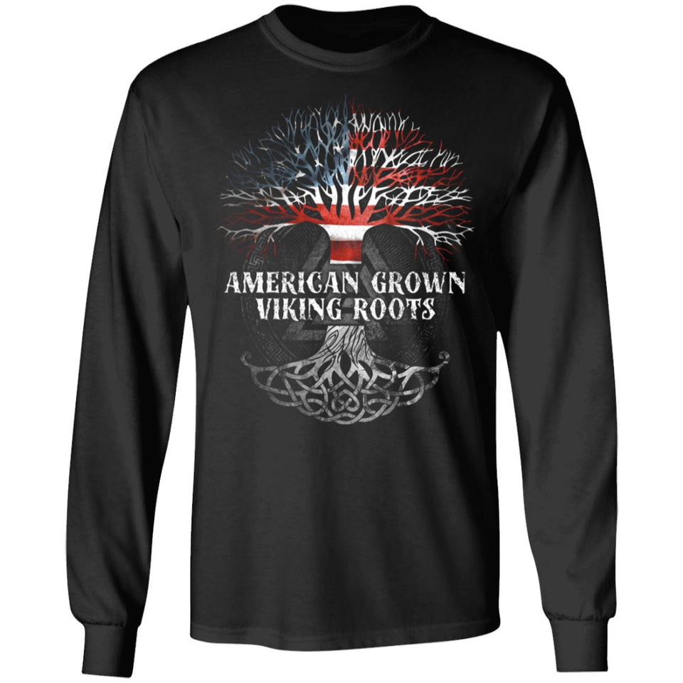 Viking, Norse, Gym t-shirt & apparel, Viking Roots, FrontApparel[Heathen By Nature authentic Viking products]Long-Sleeve Ultra Cotton T-ShirtBlackS