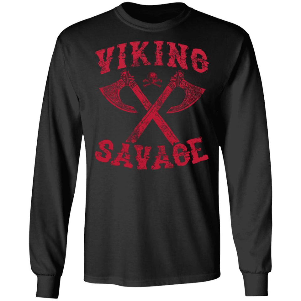 Viking, Norse, Gym t-shirt & apparel, Viking savage, FrontApparel[Heathen By Nature authentic Viking products]Long-Sleeve Ultra Cotton T-ShirtBlackS