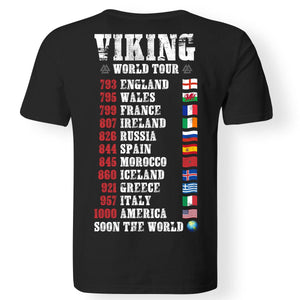 Viking, Norse, Gym t-shirt & apparel, Viking - World tour, BackApparel[Heathen By Nature authentic Viking products]Gildan Premium Men T-ShirtBlack5XL