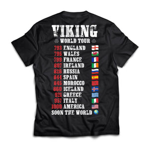 Viking, Norse, Gym t-shirt & apparel, Viking - World tour, BackApparel[Heathen By Nature authentic Viking products]Premium Short Sleeve T-ShirtBlackX-Small