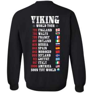 Viking, Norse, Gym t-shirt & apparel, Viking - World tour, BackApparel[Heathen By Nature authentic Viking products]Unisex Crewneck Pullover SweatshirtBlackS
