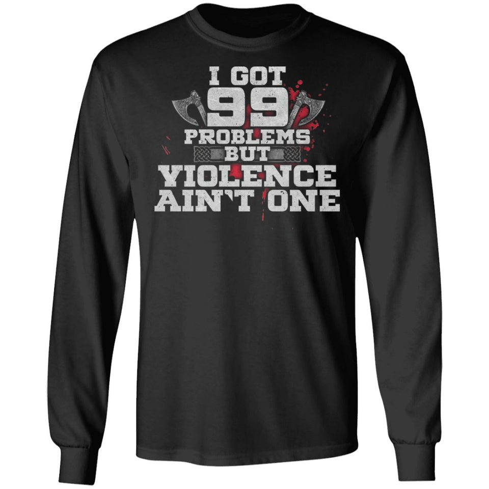 Viking, Norse, Gym t-shirt & apparel, Violence ain't one, FrontApparel[Heathen By Nature authentic Viking products]Long-Sleeve Ultra Cotton T-ShirtBlackS