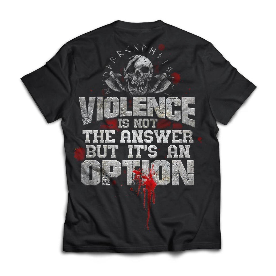 Viking, Norse, Gym t-shirt & apparel, Violence is not the answer, BackApparel[Heathen By Nature authentic Viking products]Next Level Premium Short Sleeve T-ShirtBlackX-Small