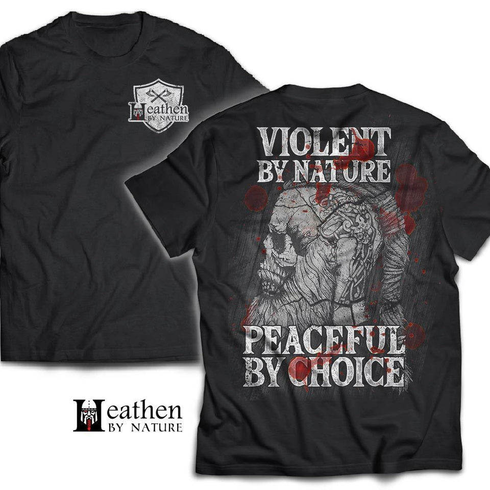 Viking, Norse, Gym t-shirt & apparel, Violent By Nature, Double sidedApparel[Heathen By Nature authentic Viking products]Next Level Premium Short Sleeve T-ShirtBlackX-Small