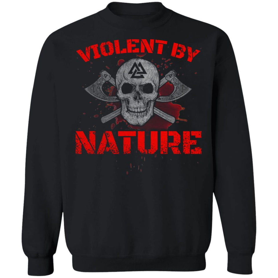 Viking, Norse, Gym t-shirt & apparel, Violent By Nature, FrontApparel[Heathen By Nature authentic Viking products]Unisex Crewneck Pullover SweatshirtBlackS