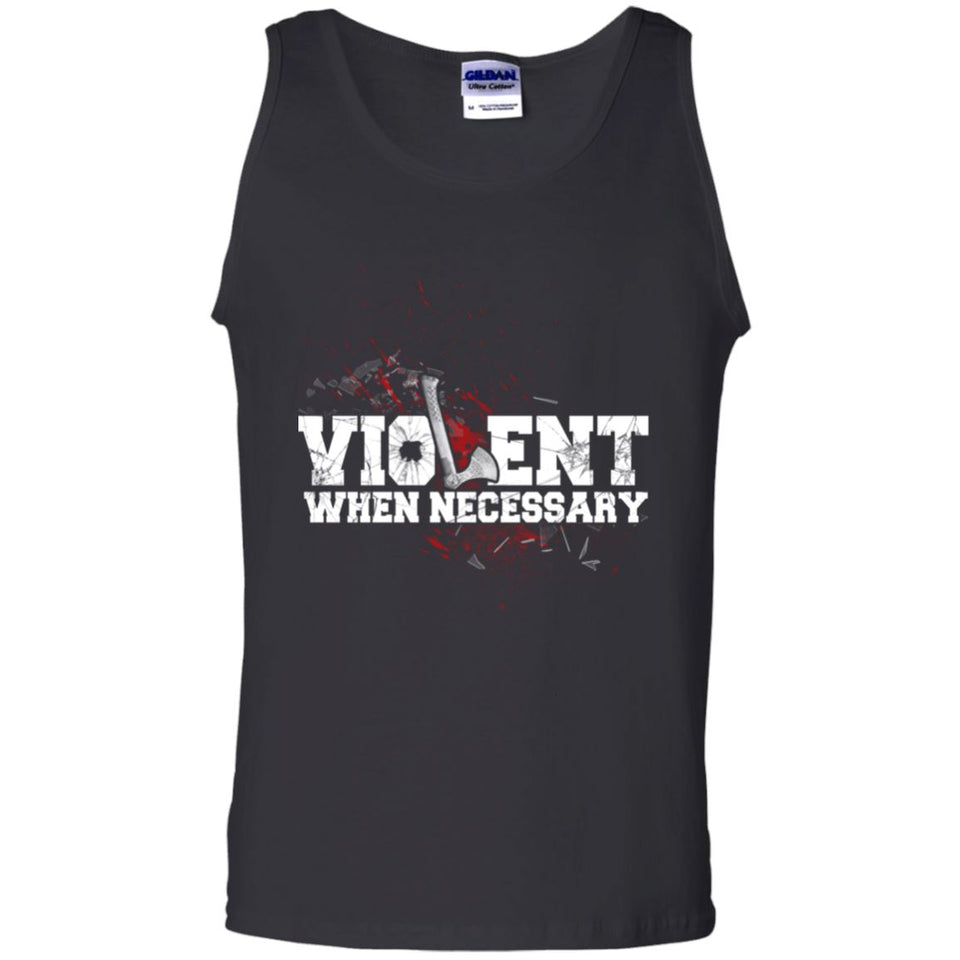 Viking, Norse, Gym t-shirt & apparel, Violent, necessary, frontApparel[Heathen By Nature authentic Viking products]Cotton Tank TopBlackS