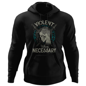 Viking, Norse, Gym t-shirt & apparel, Violent when necessary, FrontApparel[Heathen By Nature authentic Viking products]Unisex Pullover HoodieBlackS