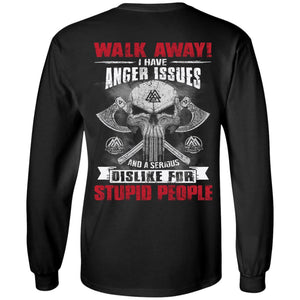 Viking, Norse, Gym t-shirt & apparel, Walk Away Stupid People, BackApparel[Heathen By Nature authentic Viking products]Long-Sleeve Ultra Cotton T-ShirtBlackS
