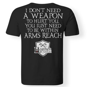 Viking, Norse, Gym t-shirt & apparel, weapon, arms reach, backApparel[Heathen By Nature authentic Viking products]Premium Men T-ShirtBlackS