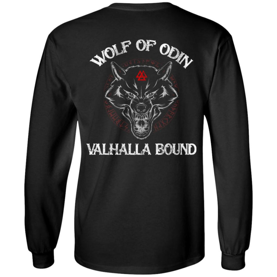 Viking, Norse, Gym t-shirt & apparel, Wolf Of Odin, BackApparel[Heathen By Nature authentic Viking products]Long-Sleeve Ultra Cotton T-ShirtBlackS