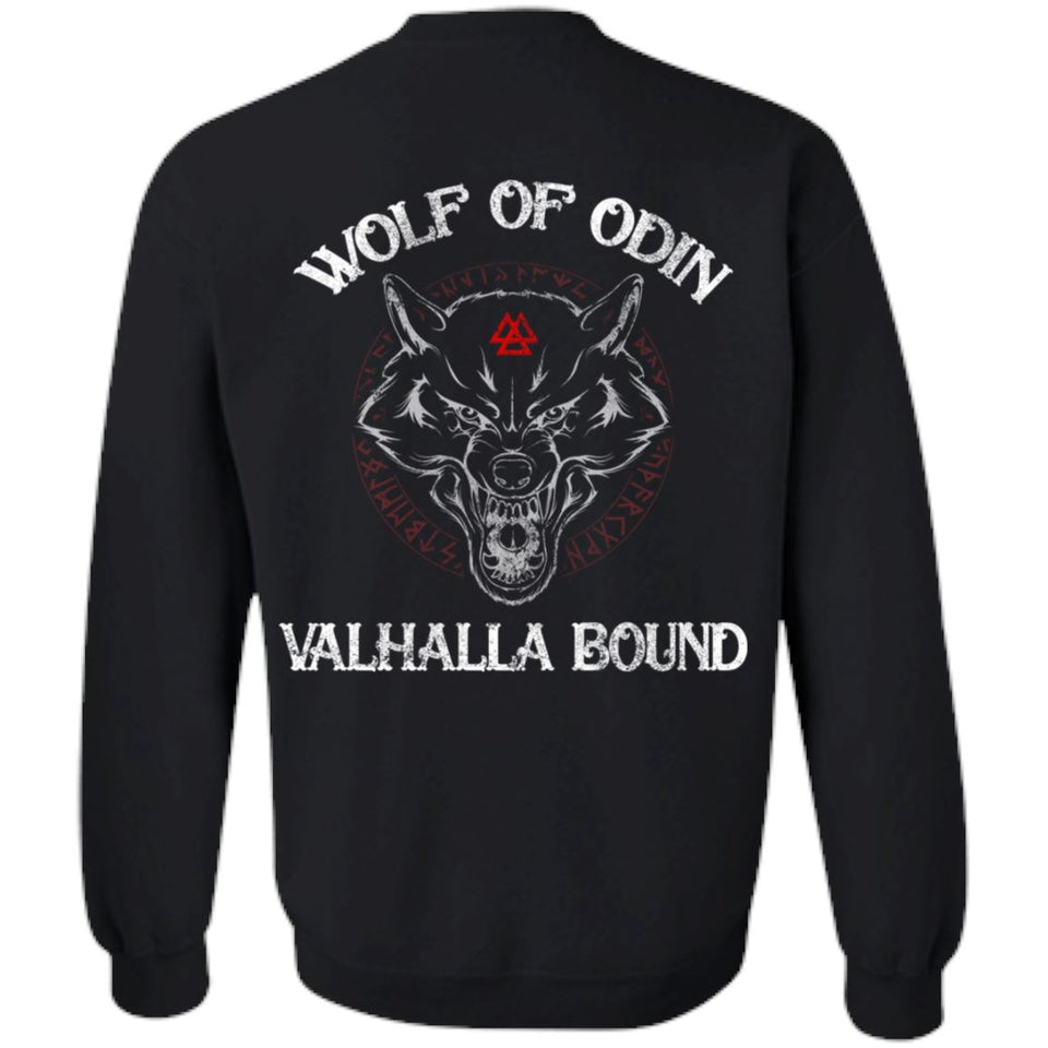 Viking, Norse, Gym t-shirt & apparel, Wolf Of Odin, BackApparel[Heathen By Nature authentic Viking products]Unisex Crewneck Pullover SweatshirtBlackS