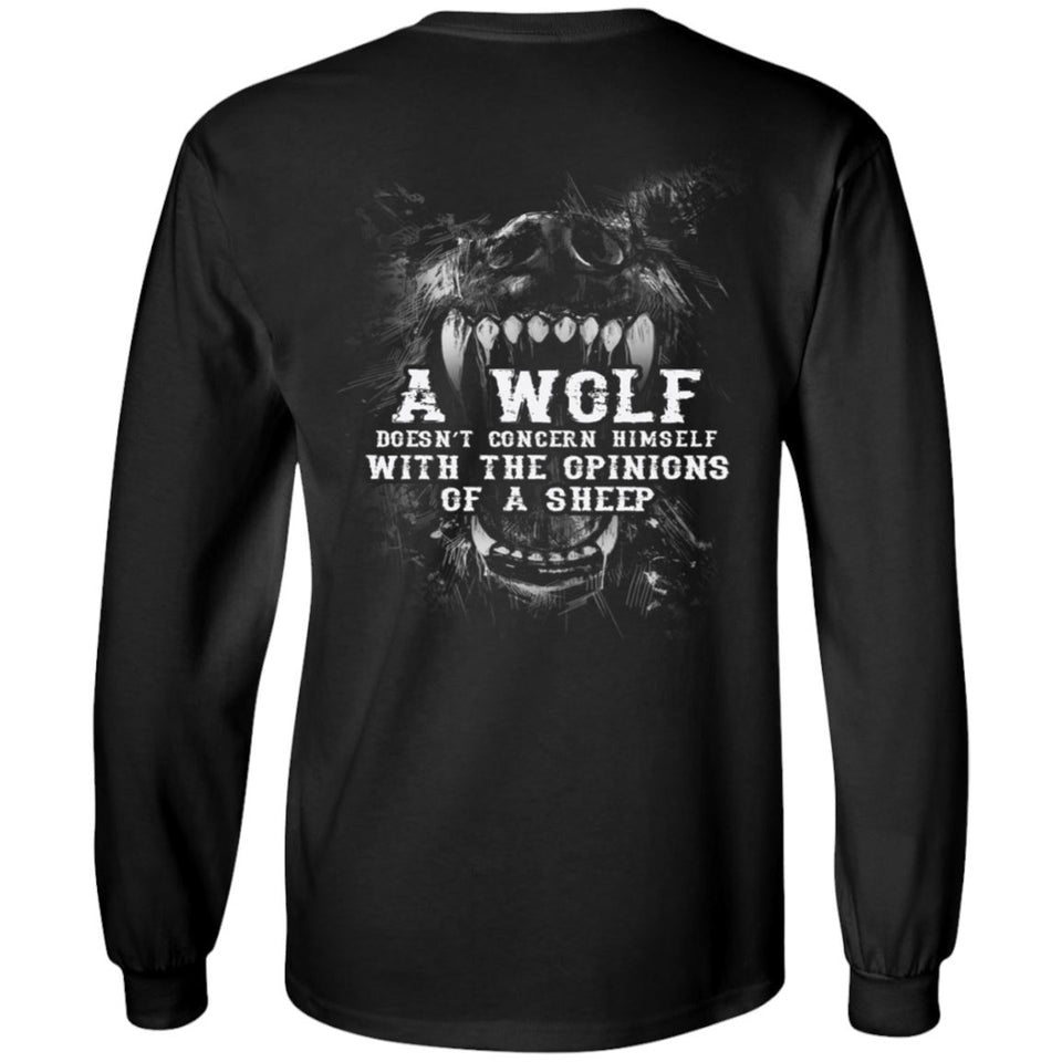 Viking, Norse, Gym t-shirt & apparel, Wolf, sheep, backApparel[Heathen By Nature authentic Viking products]Long-Sleeve Ultra Cotton T-ShirtBlackS