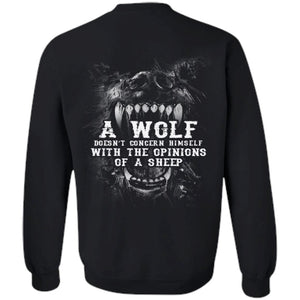 Viking, Norse, Gym t-shirt & apparel, Wolf, sheep, backApparel[Heathen By Nature authentic Viking products]Unisex Crewneck Pullover SweatshirtBlackS