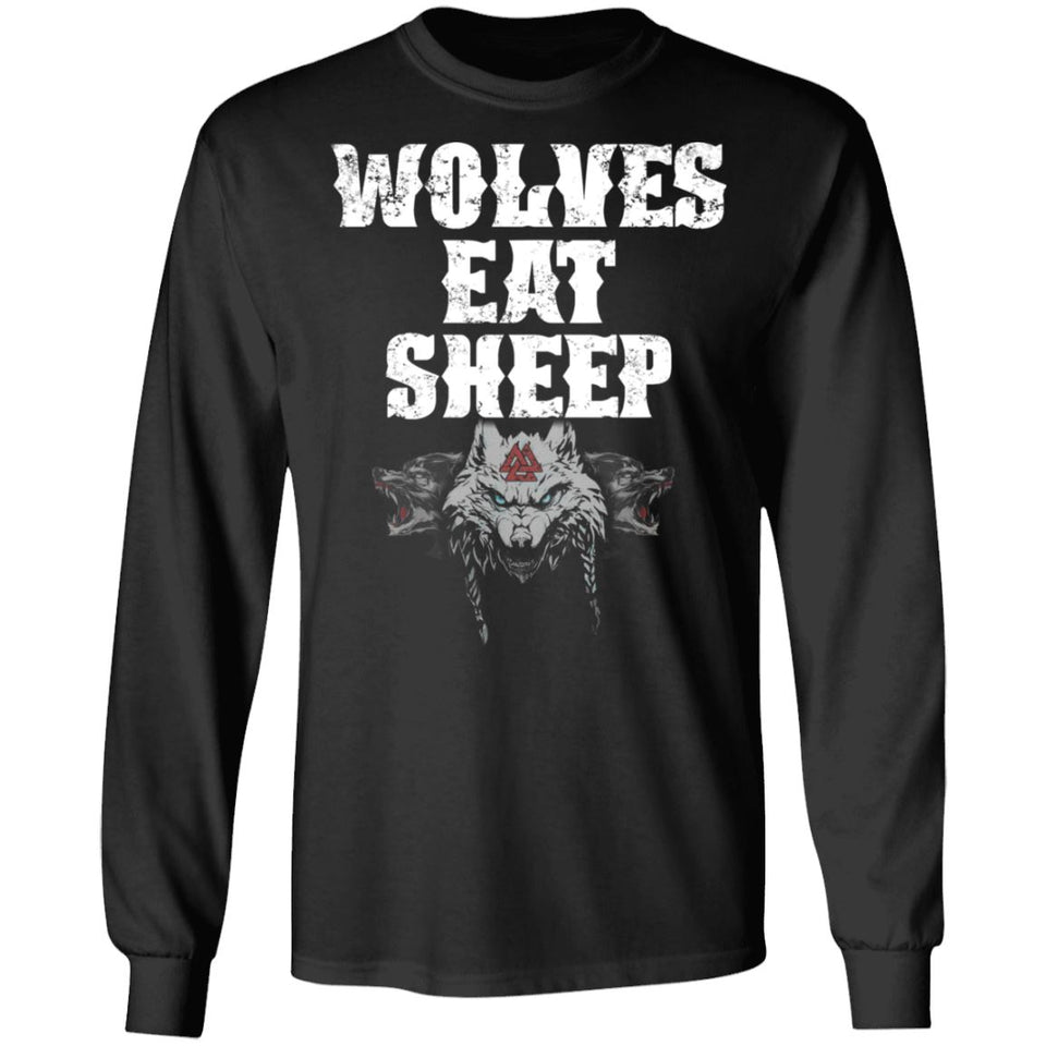 Viking, Norse, Gym t-shirt & apparel, Wolves Eat Sheep, FrontApparel[Heathen By Nature authentic Viking products]Long-Sleeve Ultra Cotton T-ShirtBlackS