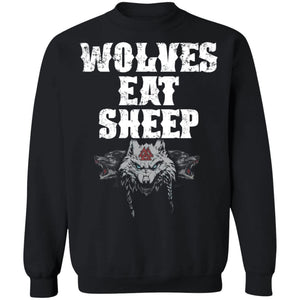 Viking, Norse, Gym t-shirt & apparel, Wolves Eat Sheep, FrontApparel[Heathen By Nature authentic Viking products]Unisex Crewneck Pullover SweatshirtBlackS