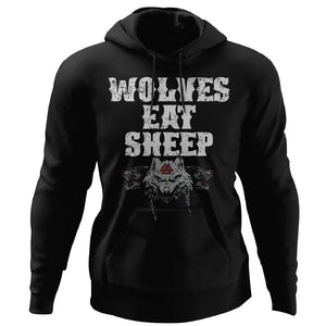 Viking, Norse, Gym t-shirt & apparel, Wolves Eat Sheep, FrontApparel[Heathen By Nature authentic Viking products]Unisex Pullover HoodieBlackS