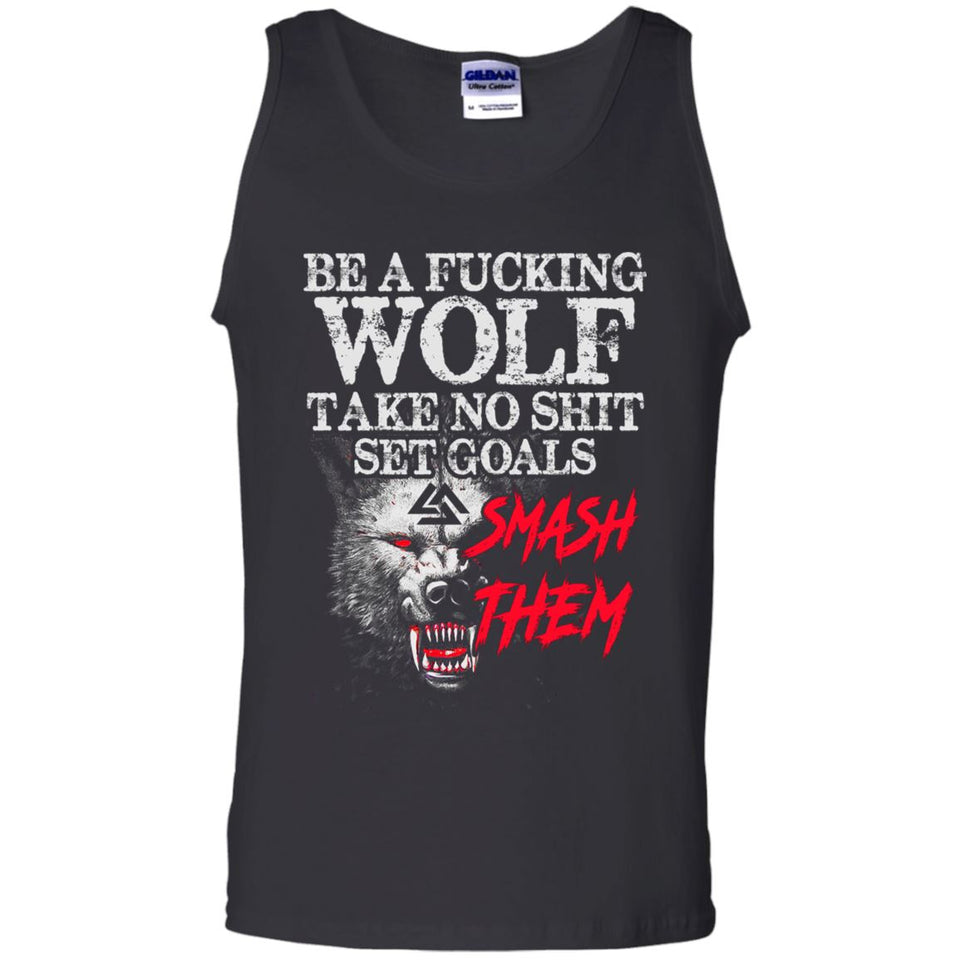 Viking T-shirt, Be a fucking wolfApparel[Heathen By Nature authentic Viking products]Cotton Tank TopBlackS