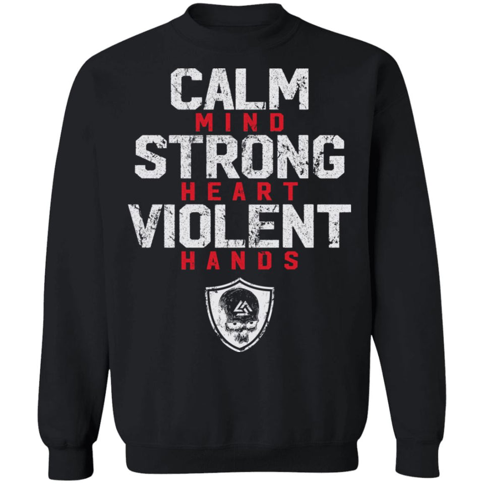 Viking T-shirt, Calm mind, NewApparel[Heathen By Nature authentic Viking products]Unisex Crewneck Pullover SweatshirtBlackS