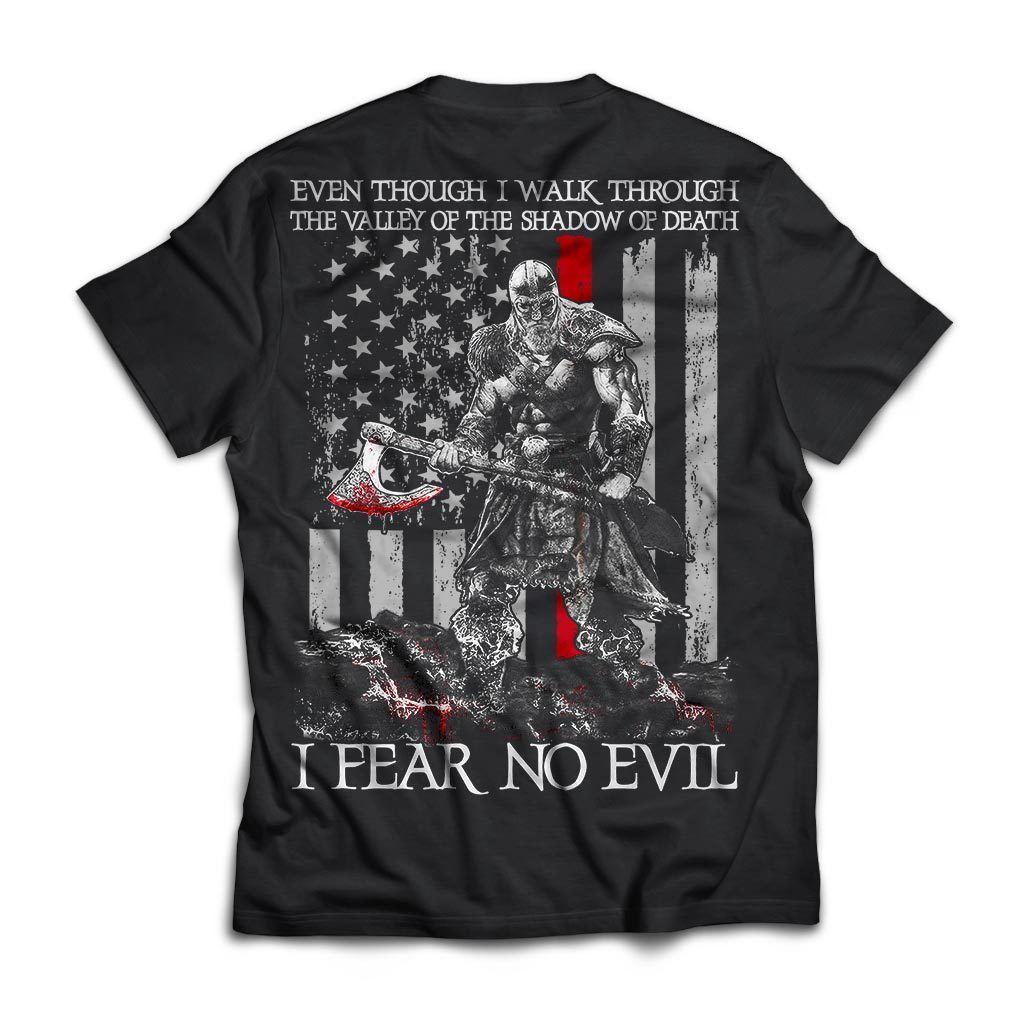 Viking T-shirt, Fear no evil, BackApparel[Heathen By Nature authentic Viking products]Next Level Premium Short Sleeve T-ShirtBlackX-Small