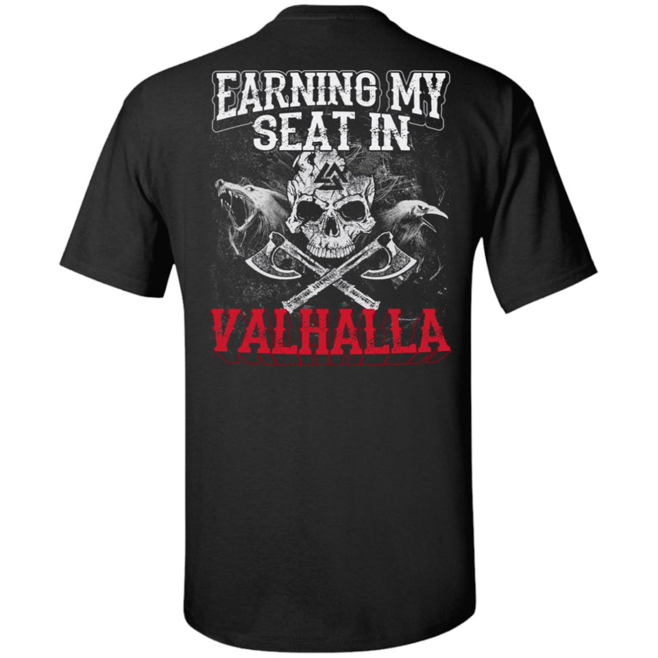 Viking T-shirt, Seat in Valhalla, Valknut, double sidedApparel[Heathen By Nature authentic Viking products]