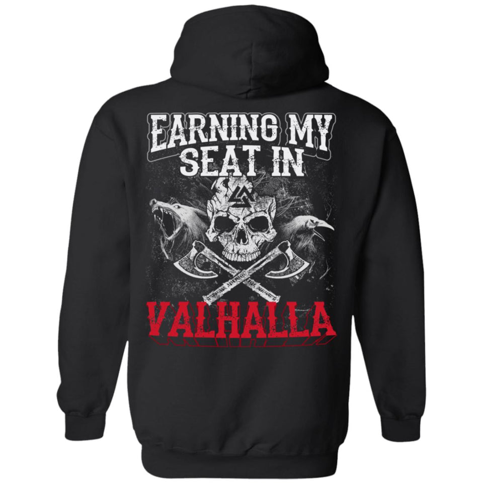 Viking T-shirt, Seat in Valhalla, Valknut, double sidedApparel[Heathen By Nature authentic Viking products]