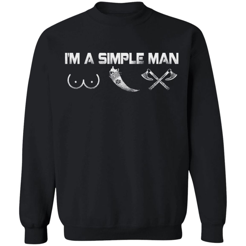 Viking T-shirt, Simple man, frontApparel[Heathen By Nature authentic Viking products]Unisex Crewneck Pullover SweatshirtBlackS
