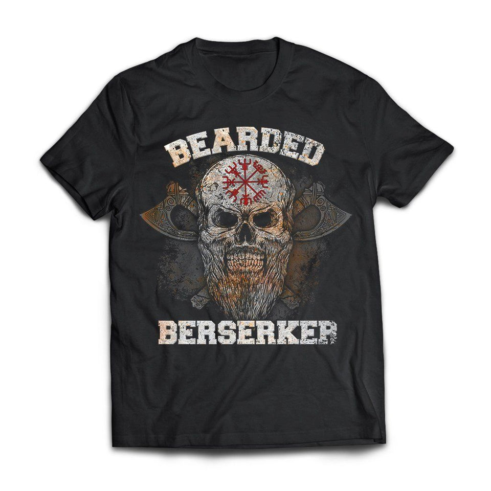 Viking Tshirt Apparel, Bearded Berserker, FrontApparel[Heathen By Nature authentic Viking products]Next Level Premium Short Sleeve T-ShirtBlackX-Small