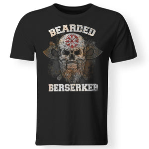 Viking Tshirt Apparel, Bearded Berserker, FrontApparel[Heathen By Nature authentic Viking products]Premium Men T-ShirtBlackS