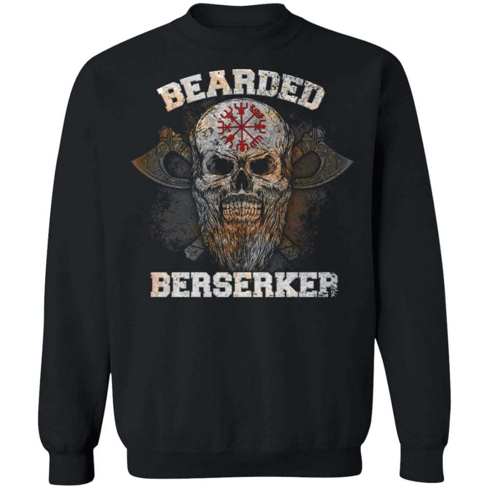 Viking Tshirt Apparel, Bearded Berserker, FrontApparel[Heathen By Nature authentic Viking products]Unisex Crewneck Pullover SweatshirtBlackS