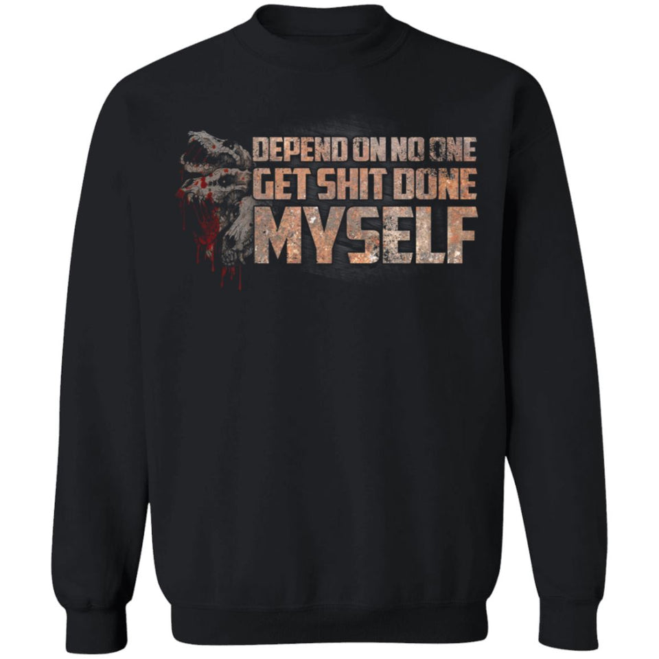 Viking Tshirt Apparel, Depend On No One, FrontApparel[Heathen By Nature authentic Viking products]Unisex Crewneck Pullover SweatshirtBlackS