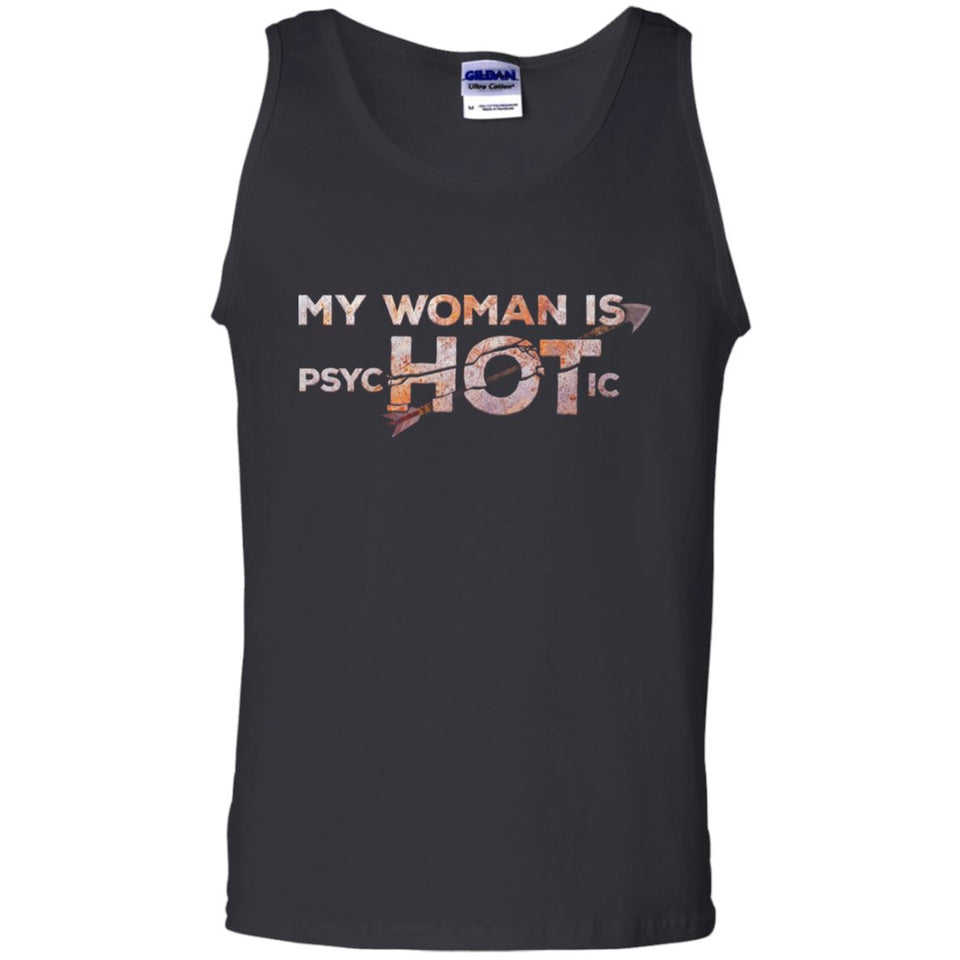 Viking Tshirt Apparel, My Woman Is PsycHOTic, FrontApparel[Heathen By Nature authentic Viking products]Cotton Tank TopBlackS