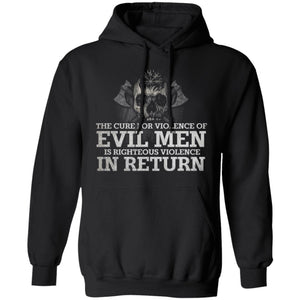Viking Tshirt Apparel, The Cure For Violence Of Evil Men, FrontApparel[Heathen By Nature authentic Viking products]Unisex Pullover HoodieBlackS